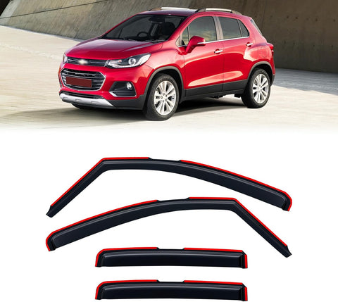 in-Channel Rain Guards for Chevy Trax 2014-2022 & 2013-2022 Buick Encore, Window Visor Shields Vent Deflector Shade Wind Dark Smoke 2015 2016 2017 2018 2019 2020 2021, Tape-On Inside-Mount, 4PCS
