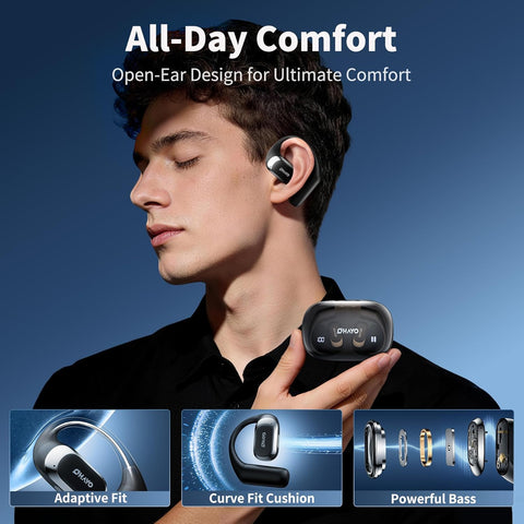OHAYO Open Ear Headphones,Over Ear Earbuds with Ergonomic Earhook,Bluetooth Headphones 5.4 with Smart Digital Display,40H Playtime,IPX6 Waterproof,Touch Control Operate Fit Cycling,Running,Workout