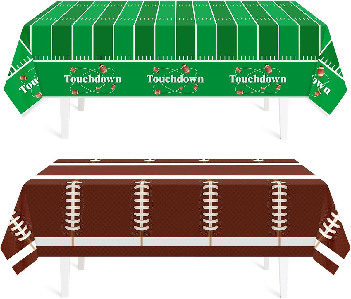 Football Party Decorations,2 Pack Football Tablecloth Disposable Plastic Tablecloth 54" x 108",Football Birthday Party Decor,Football Table Cloth for Rectangle Tables,Football Party Supplies for Home