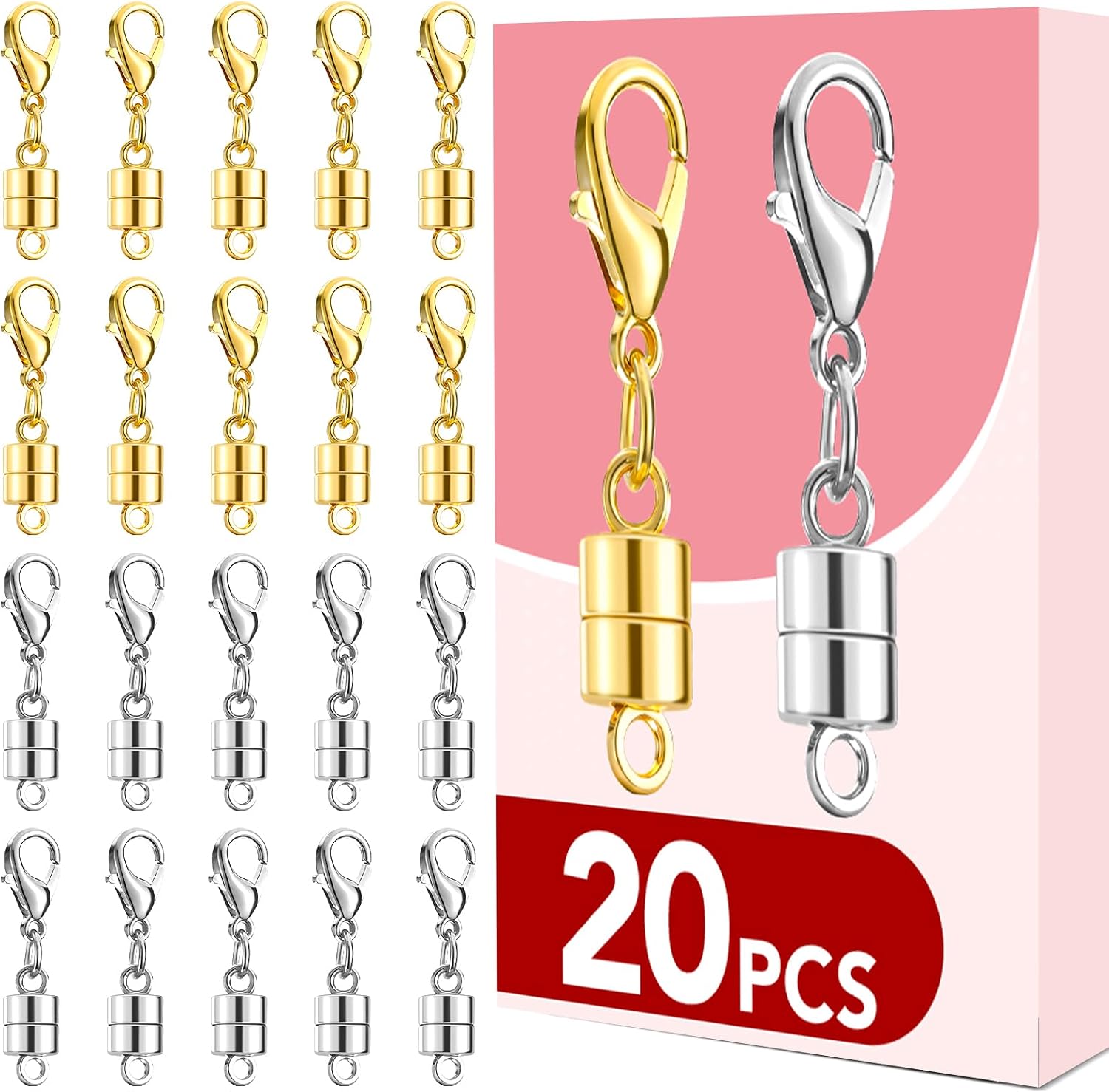 Buelkmag 20P Magnetic Necklace Clasps and Closures Hook 14K Gold and Silver