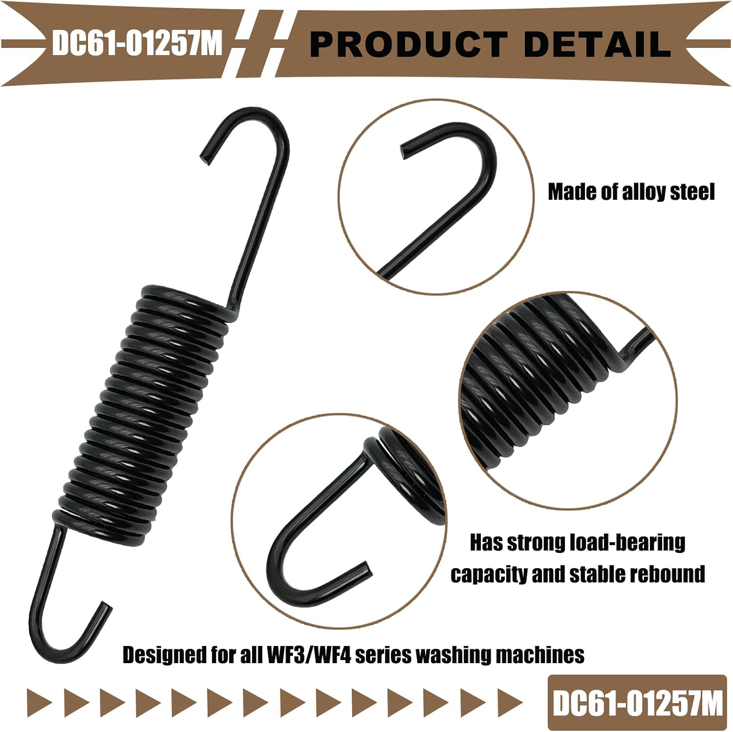 washer suspension spring，DC61-01257M Washing Machine Suspension Spring, 2-Pack, Replaces AP5955135/3990661/PS4275961, Fits All WF3/WF4 Models- samsung washer hanger spring dc61-01257m