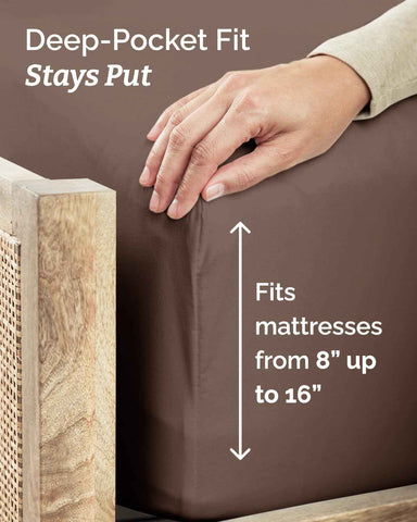 Twin Size 3 Piece Sheet Set - Comfy Breathable & Cooling Sheets - Brown