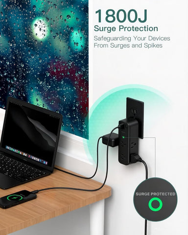 Addtam Surge Protector Outlet Extender with Rotating Plug