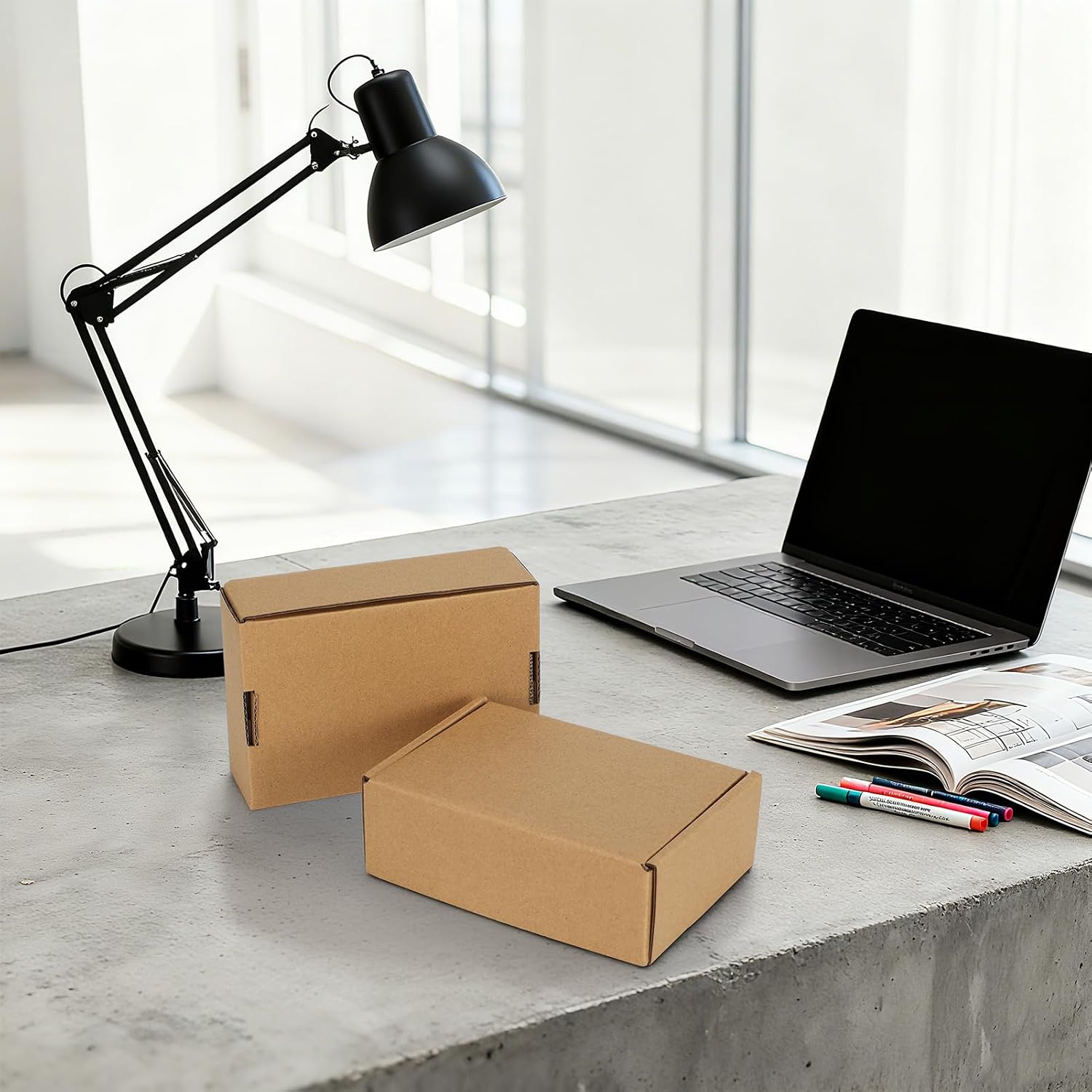 HORLIMER 6x4x2 inches Shipping Boxes Set of 25, Brown Corrugated Cardboard Box Literature Mailer