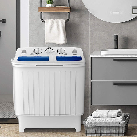 COSTWAY Portable Washing Machine, 12Lbs Washer and 8Lbs Spinner, Blue+White