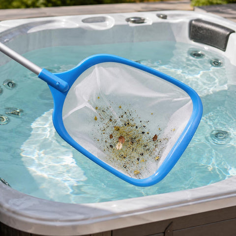 TidyMister Pool Skimmer Hot Tub Skimmer Spa Net with 12'' Aluminum Pole Ultra Fine Mesh Pool Net Accessories Leaf Skimmer for Small Pools Fine Debris