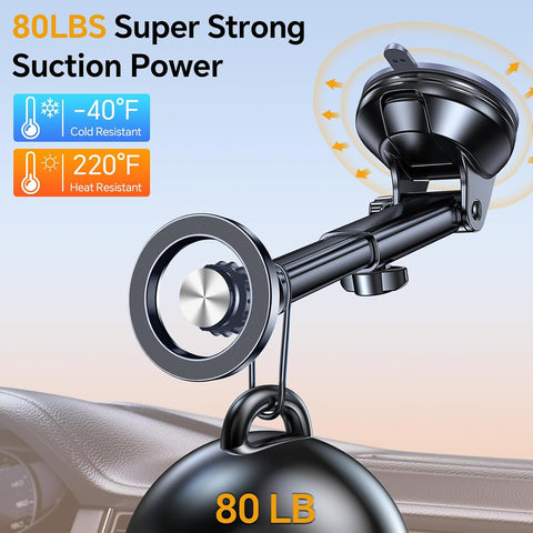 Coolpow for MagSafe Car Mount【Windshield+Vent+Dash】Magnetic Phone Holder for Car Phone Holder Mount Cell Phone Holders for Your Car Accessories Suction Phone Mount for Car Truck Stand for iPhone 17 16