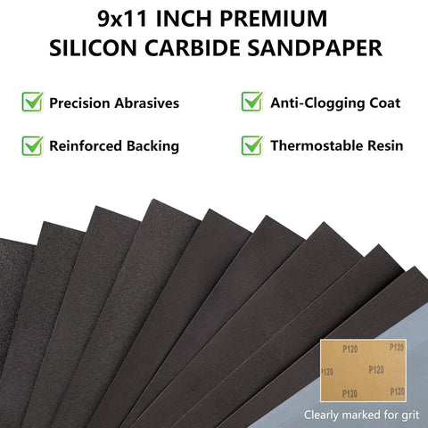 Sandpaper 3000 Grit, Wet Dry Sand Paper 9 x 11 Inch