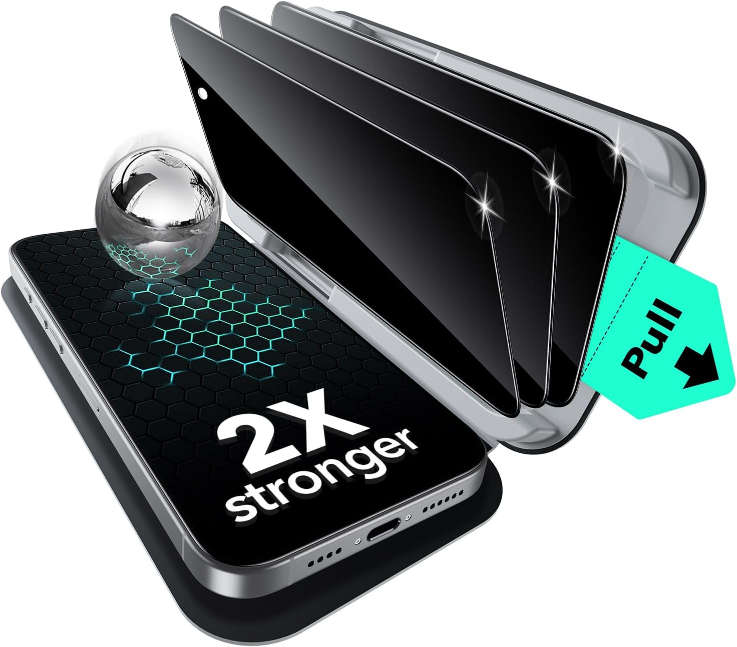 ESR 3 Pack for iPhone 15 Pro Privacy Screen Protector, Classic
