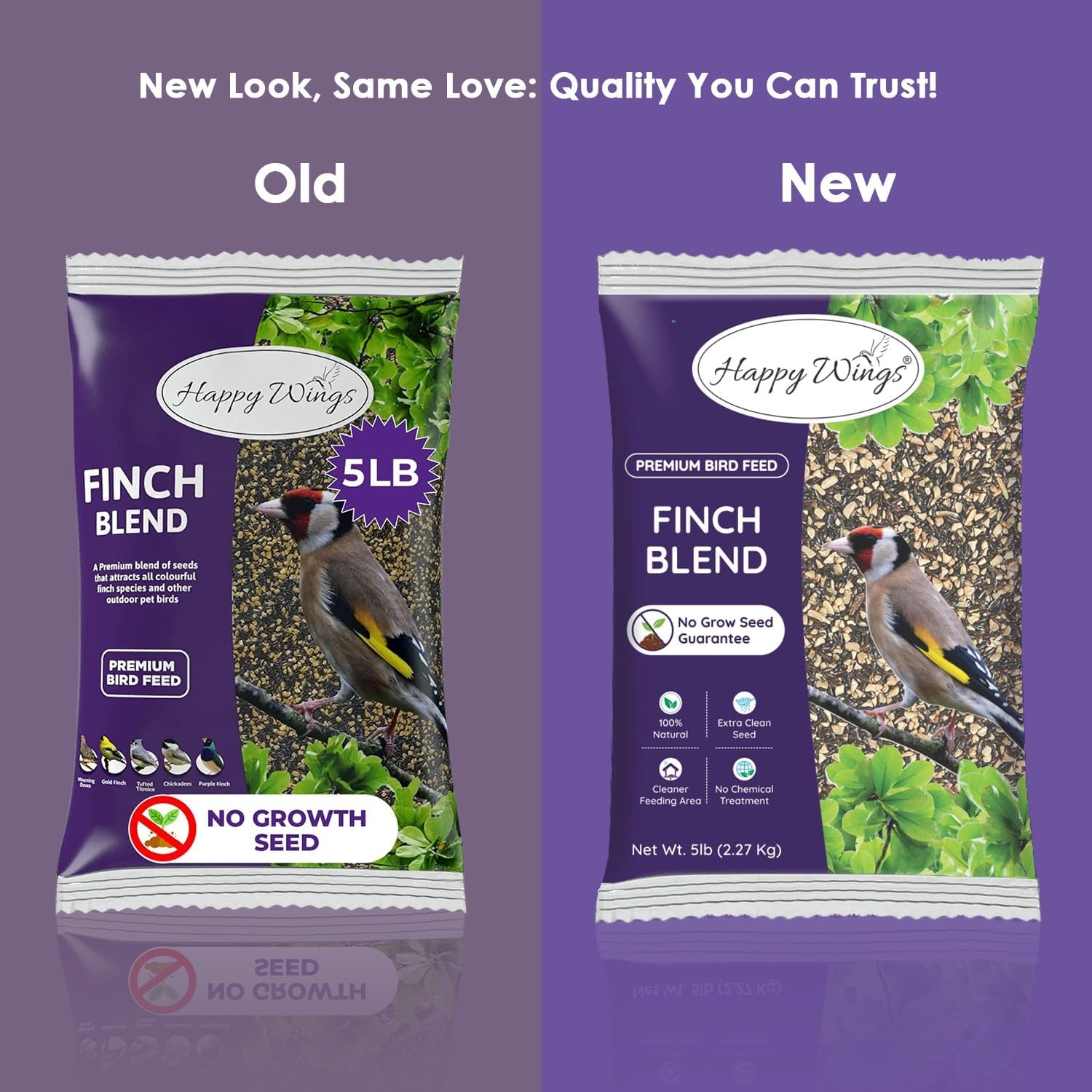 Happy Wings 5 LB Finch Blend Bird Food Mix, Thistle Seed & Sunflower Kernel