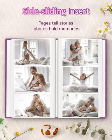 Artfeel Photo Album 4x6 with 300 Pockets,Slip-in Picture Albums,Linen Cover Memory Book with Front Window,White Page Vertical Photo Book for Wedding,Family,Anniversare,Baby,Vacation