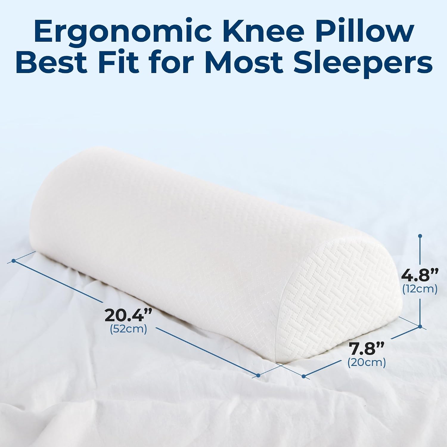 5 STARS UNITED Knee Pillow for Back Sleeping – Half Moon Bolster Pillow for Legs, Under Knee Pillow for Sleeping on Back, Memory Foam Leg Pillow for Back Pain, White