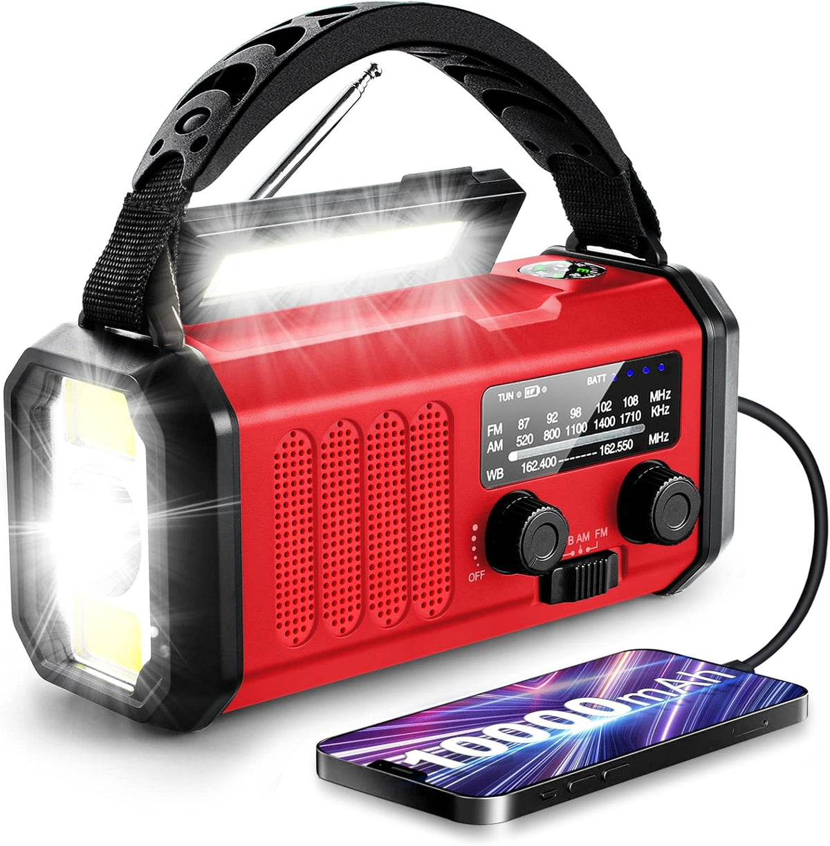 Emergency Weather Radio with NOAA,10000mAh Solar Hand Crank Radio,AM FM