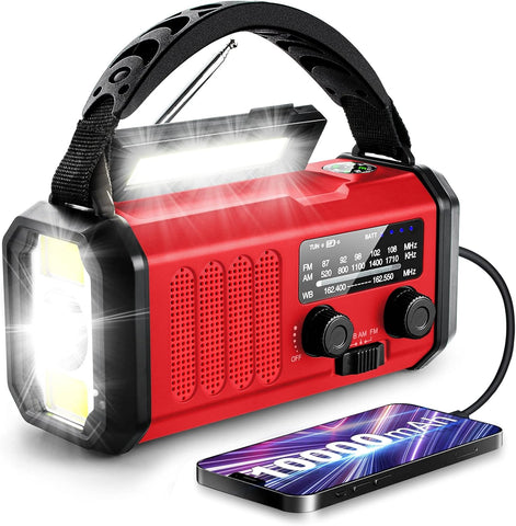 Emergency Weather Radio with NOAA,10000mAh Solar Hand Crank Radio,AM FM
