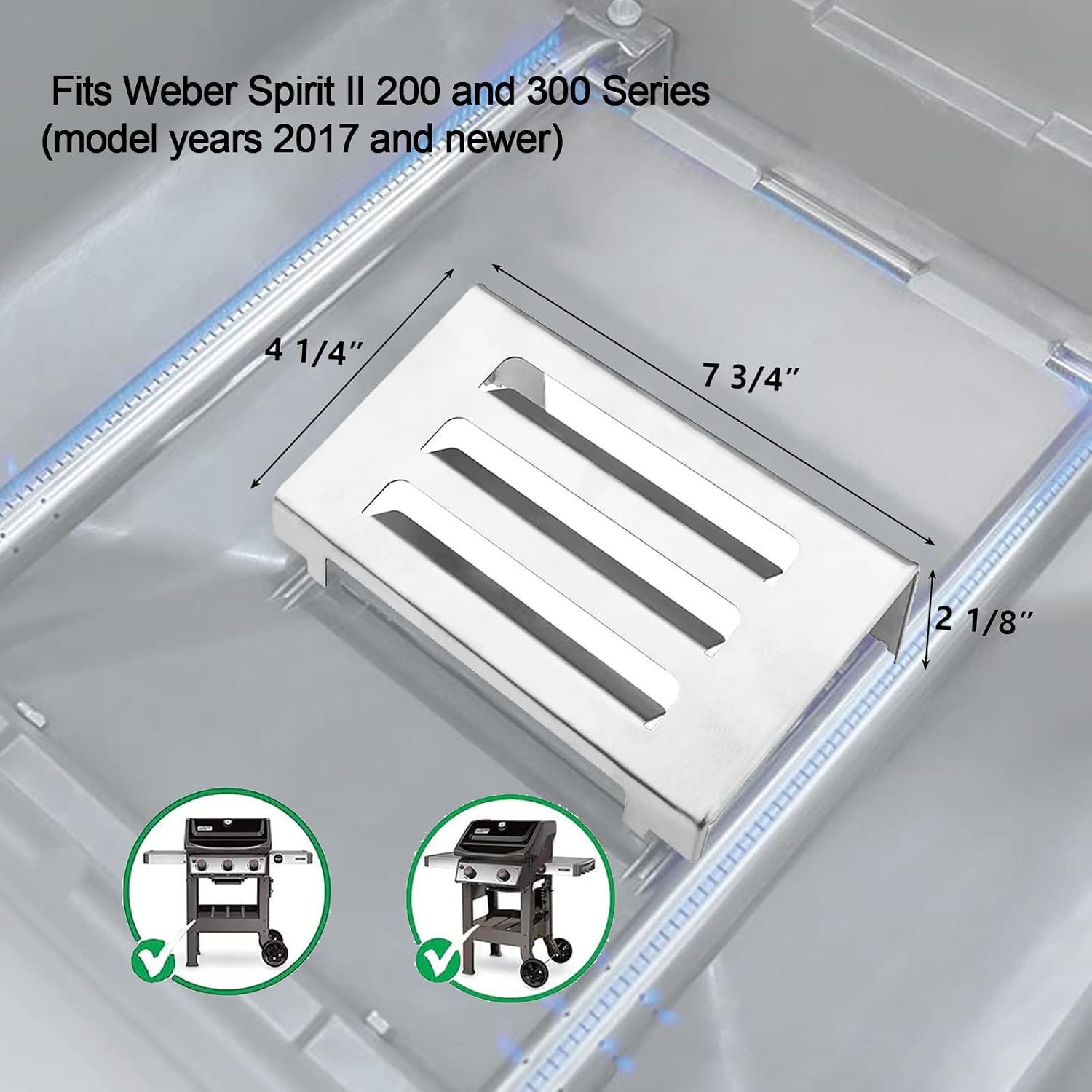 67060 Heat Deflector for Weber Spirit II 200 & 300 Series Grills (2017 and Newer), Replacement Part for Spirit II E210 E220 E310 S210/220 S310, Stainless Steel Heat Deflector for Weber Spirit 2 Parts