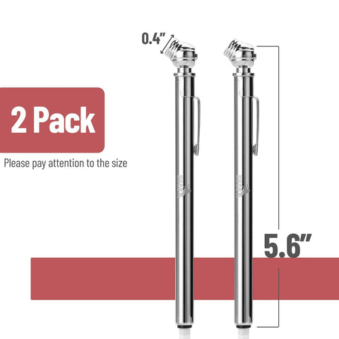 UNCO- Pencil Tire Pressure Gauge, 2 Pack, 10-75 PSI, Stainless Steel Body