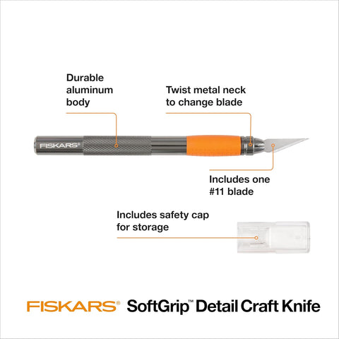 Fiskars 6" Detail Craft Knife, Exacto Hobby Utility Knife, Durable Aluminum