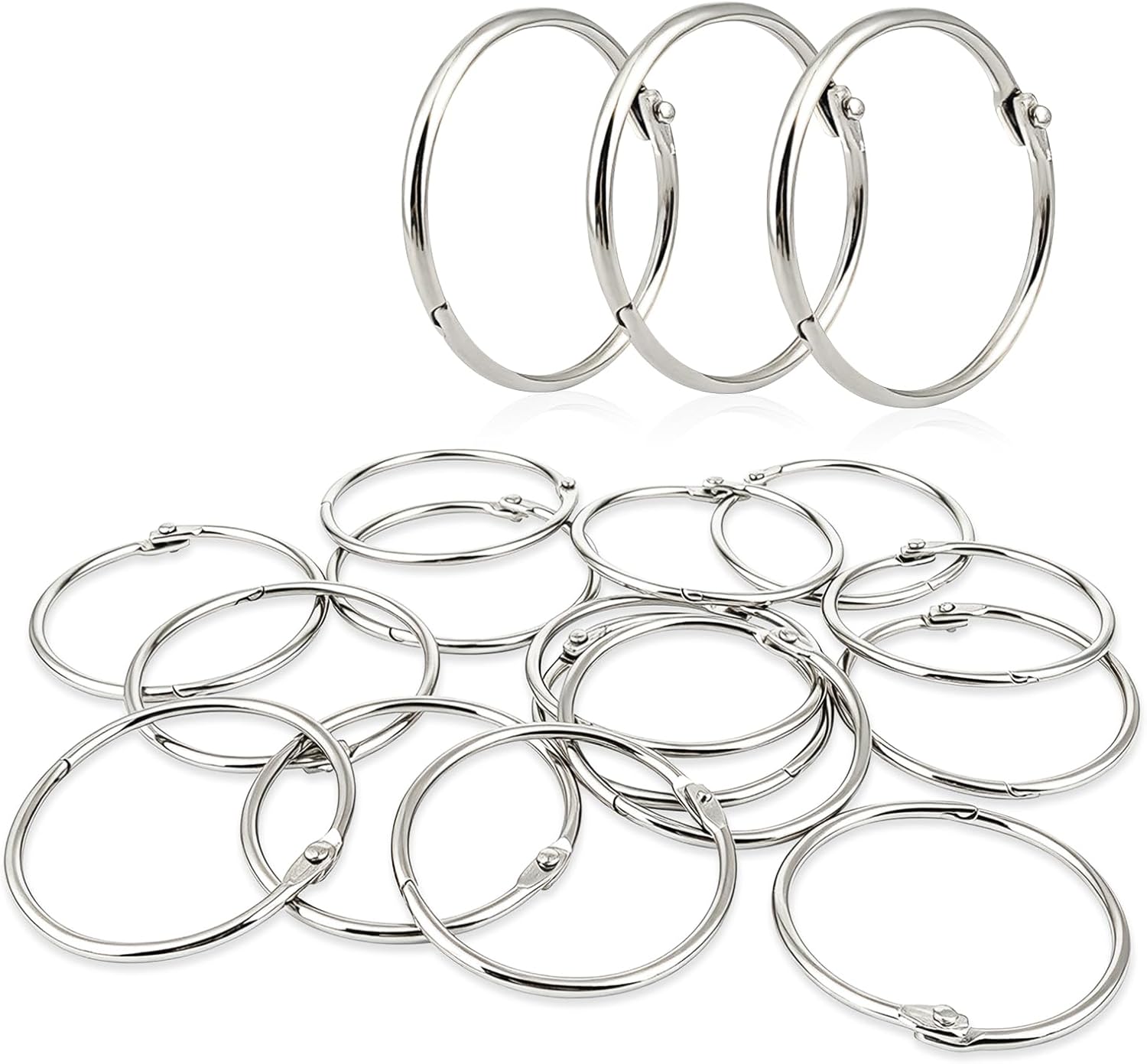 KTOJOY 2 Inch (15 Pack) Loose Leaf Binder Book Rings, with Metal Nickel Plated for Key,and Index Cards, for School, Home, or Office, Silver