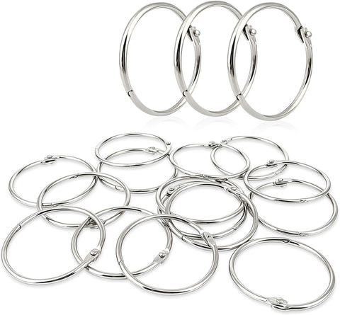 KTOJOY 2 Inch (15 Pack) Loose Leaf Binder Book Rings, with Metal Nickel Plated for Key,and Index Cards, for School, Home, or Office, Silver
