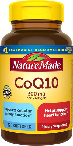 Nature Made CoQ10 300mg per 3 Softgels, Heart Health Support, 120 Softgels | Co Q 10 Supplement for Women and Men, Dietary Supplement that Provides Antioxidant Support, 40 Day Supply