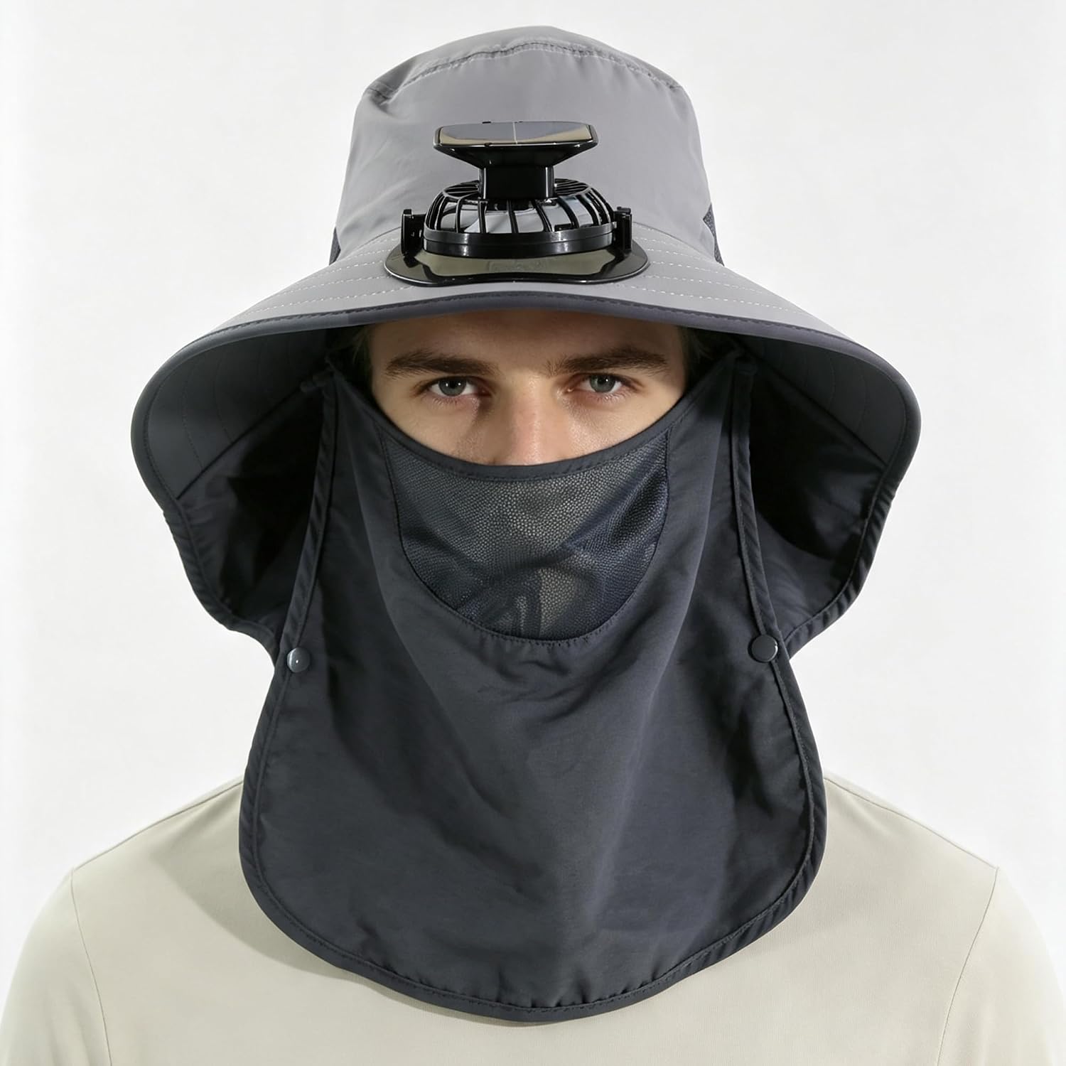 Outdoor Sun Hat Detachable Neck Face Flap UPF 50+UV Protection Visor Fishing Hats with Neck Flap for Men & Women