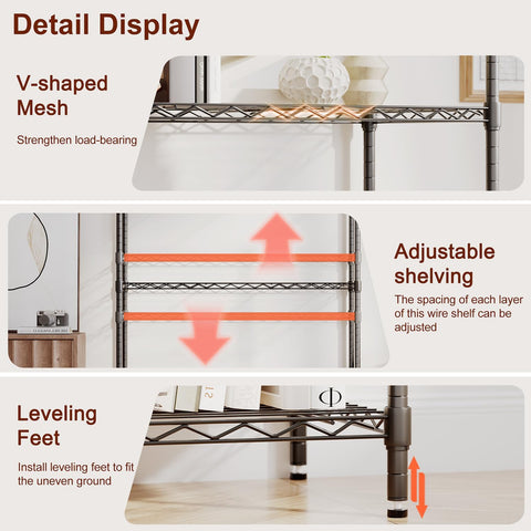 BestOffice | 4-Tier Wire Shelf | 36" x 14" x 54" | Black