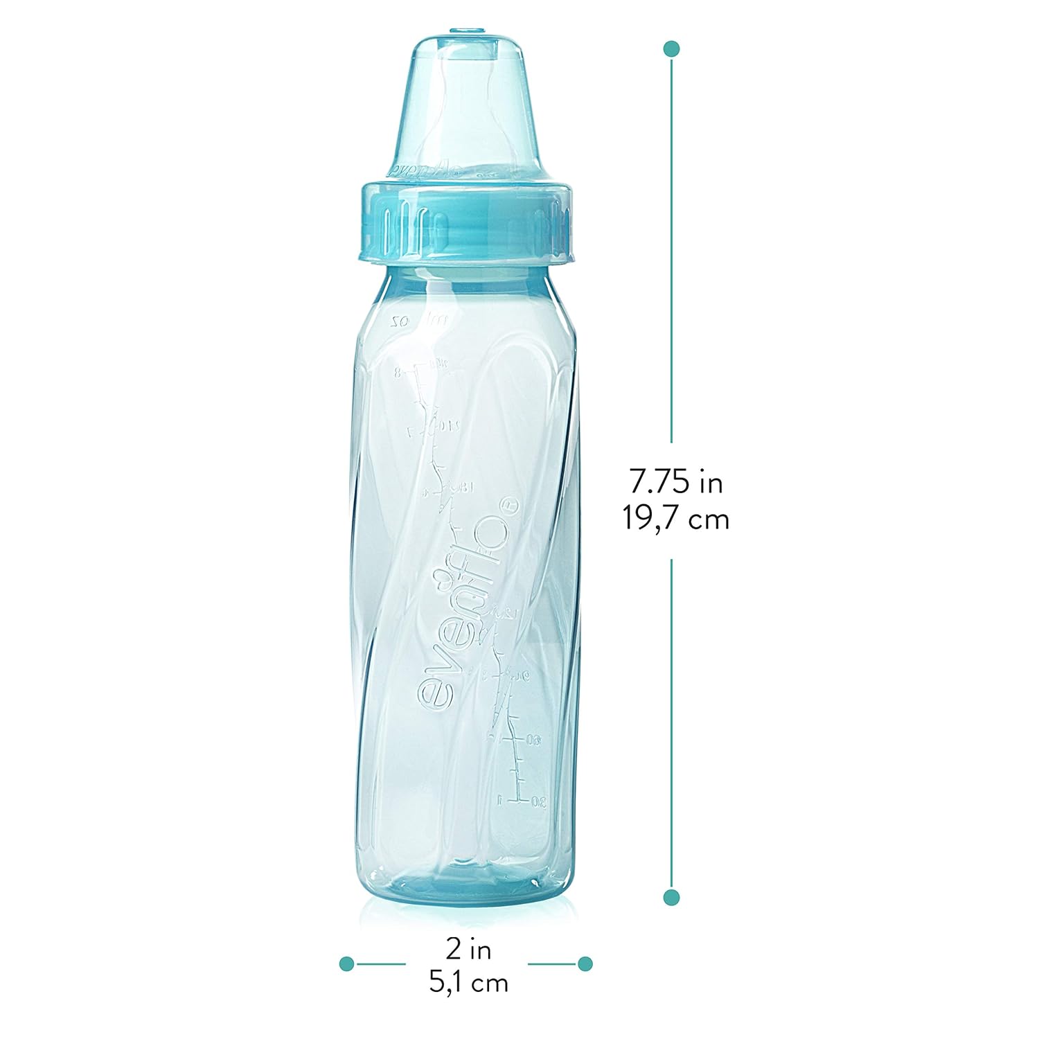 Evenflo Feeding Classic Tinted Plastic Standard Neck Bottles for Baby, Infant and Newborn, Pink/Lavender/Teal, 8 Oz, 12 Bottles