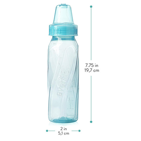 Evenflo Feeding Classic Tinted Plastic Standard Neck Bottles for Baby, Infant and Newborn, Pink/Lavender/Teal, 8 Oz, 12 Bottles