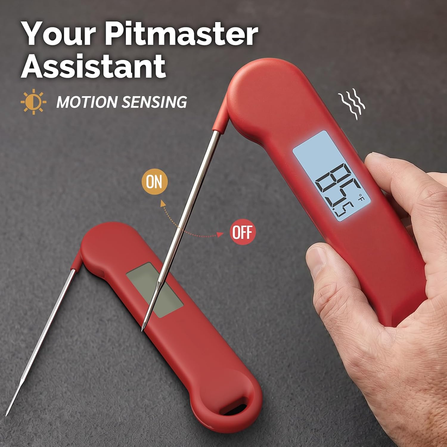0.5 Sec Instant Read Meat Thermometer Digital for Outdoor Fryer, Red