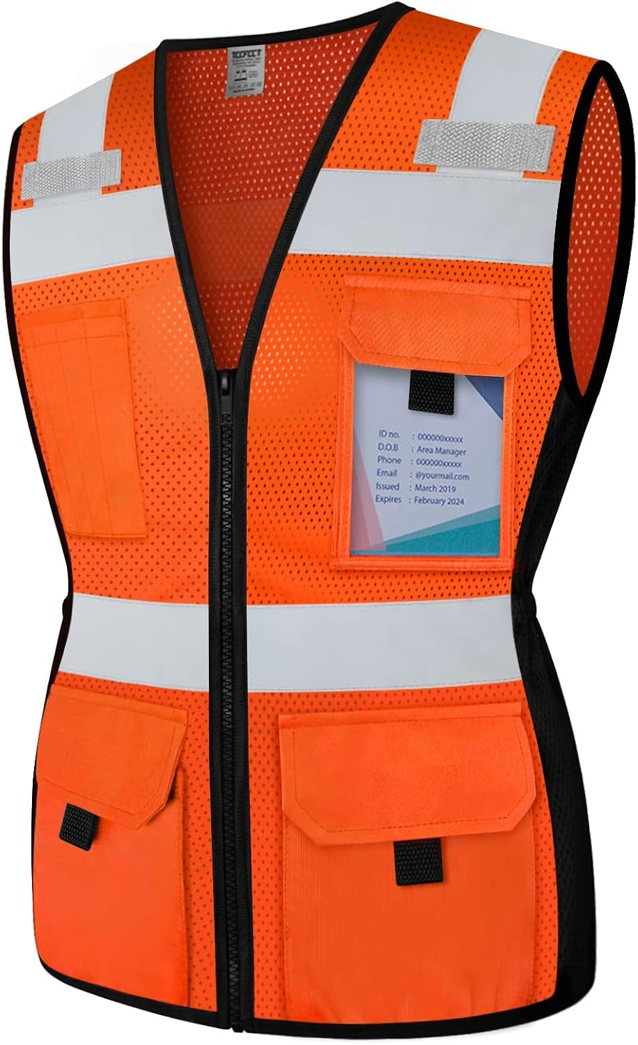 TCCFCCT Safety Vest for Women 11 Pockets Mesh Reflective Vest, Orange XXL