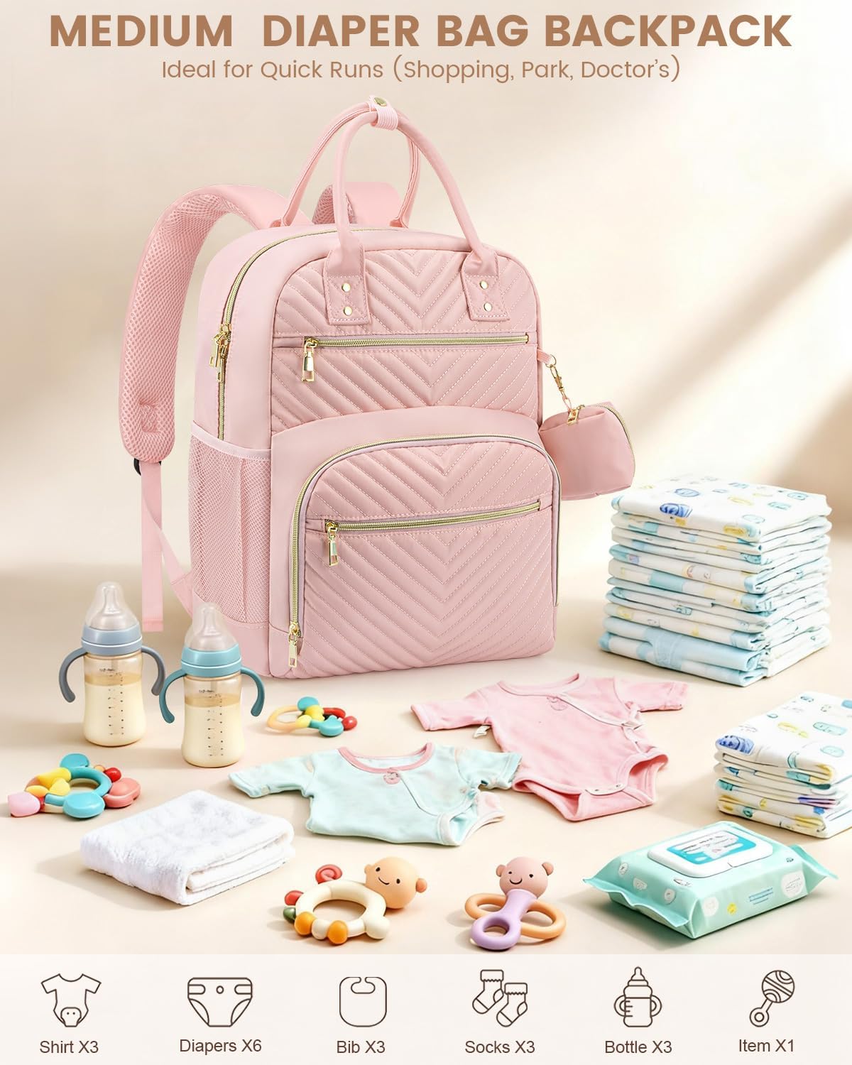 Pritent Diaper Bag Backpack, Baby Bag Backpack Baby Essentials for Mom Dad
