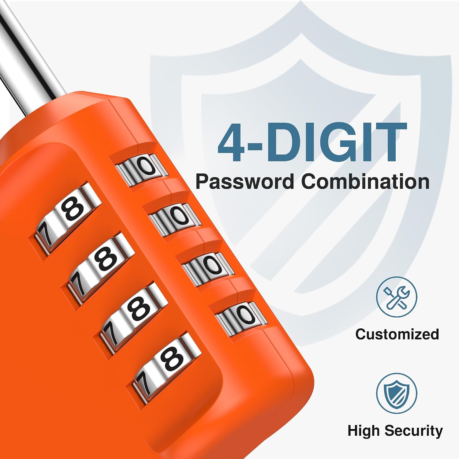 Puroma Combination Lock 4 Digit Gym Locker Padlock Waterproof, 1 Orange