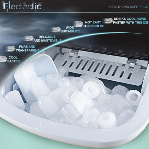Electactic Ice Maker Countertop, Efficient Easy Carry Ice Machine, Self-Cleaning Ice Maker with Ice Scoop & Basket, 9pcs/ 8mins 26.6Lbs Per Day for Home/Office/Kitchen,Green