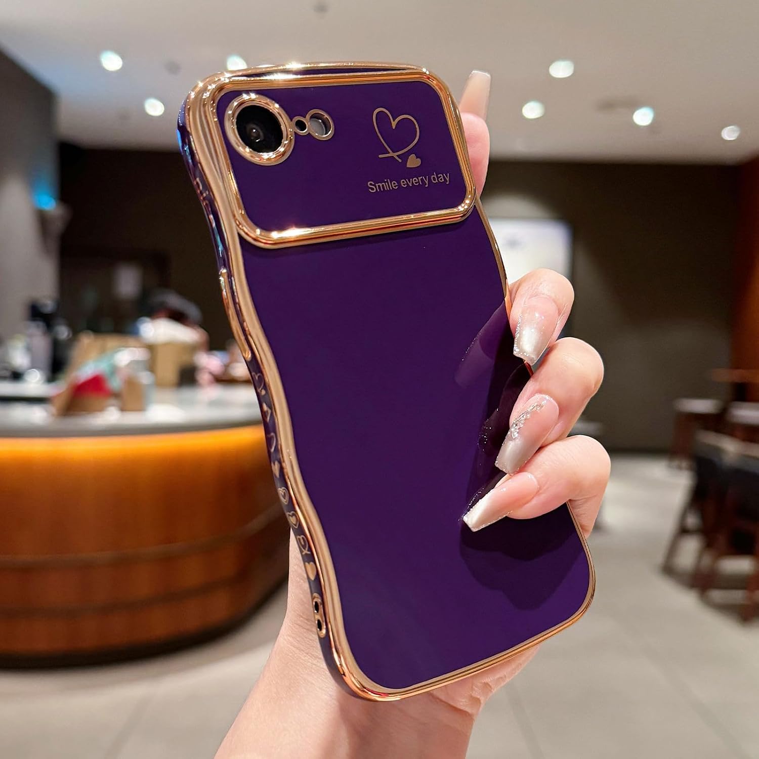 LCHULLE for iPhone 17e/16e Case Cute for Women Girls Wave Shape,Dark Purple
