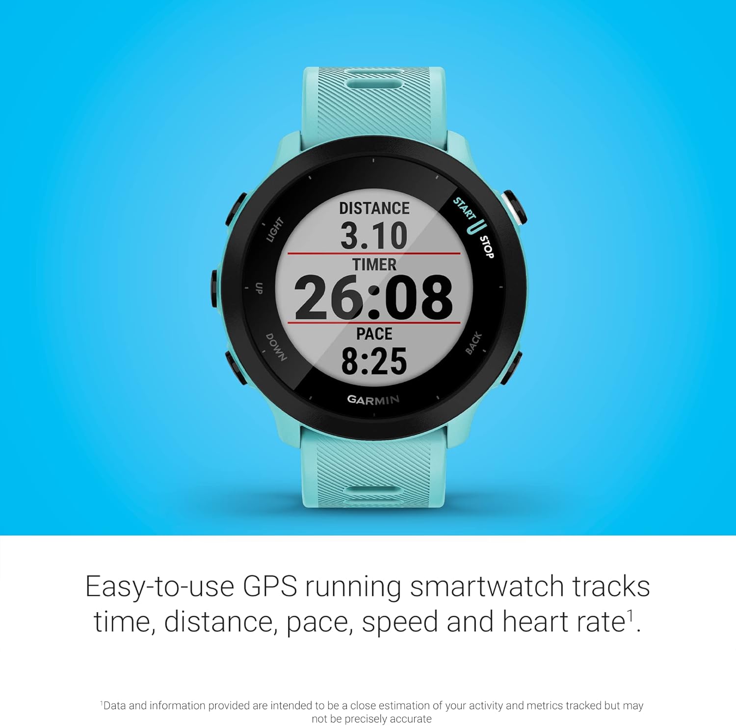 Garmin Forerunner 55, GPS Running Watch with Daily Suggested Workouts, Up to 2 Weeks of Battery Life, Aqua