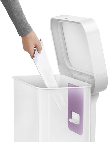 simplehuman Kitchen Trash Can with Lid, Touchless Waste Bin, Large 45 Liter, Rectangular, White Stainless Steel