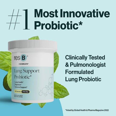 resB Lung Support Probiotic Supplement, 180 Capsules, 3 Bottles