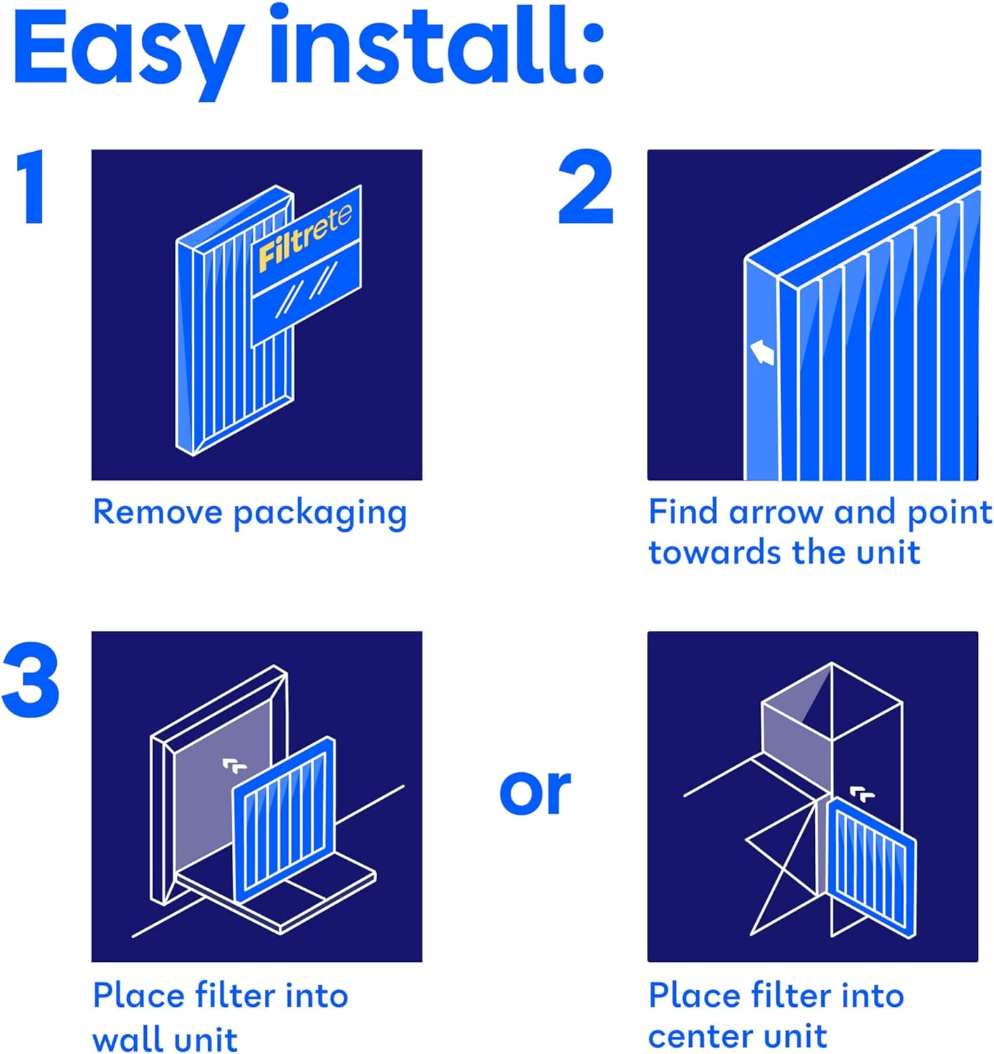 Filtrete 14x24x1 Air Filter, MERV 11, MPR 1000, Allergens & Pet Dander, 3-Month AC and Furnace Filters, Cleaner Air, Reliable Airflow, 2 HVAC Filters (Actual Size 13.68 x 23.68 x 0.81 in)