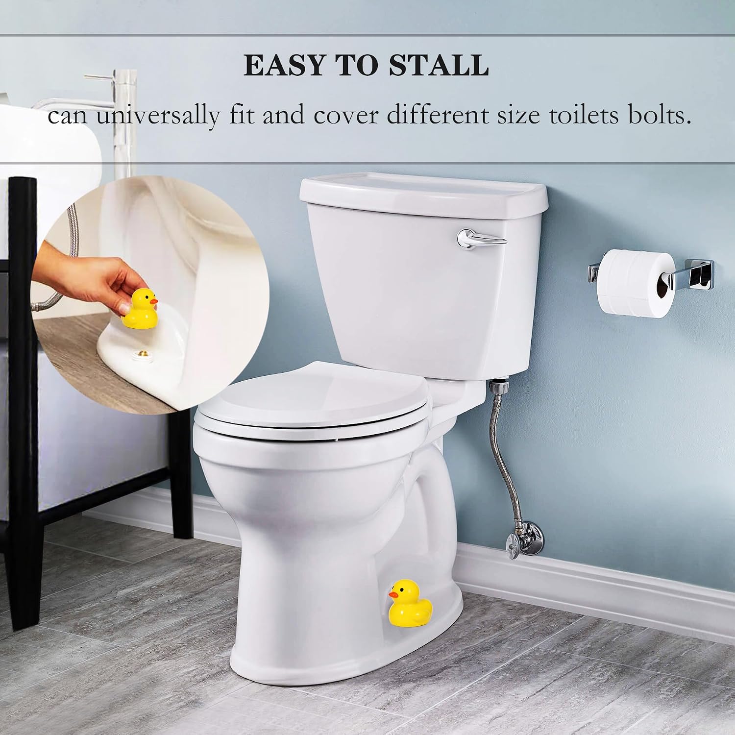 ZUNON Toilet Bolt Covers, Toilet Bolt Caps, Ceramic Yellow Duck, Set of 2
