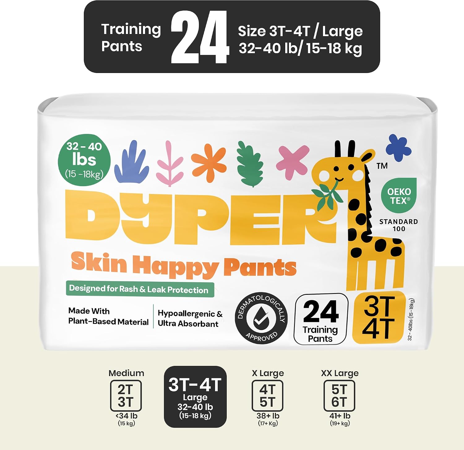 DYPER Toddler Training Pants 3T-4T (24 Count)
