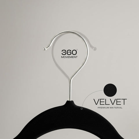 Utopia Home Velvet Hangers, Black, 20 Pack