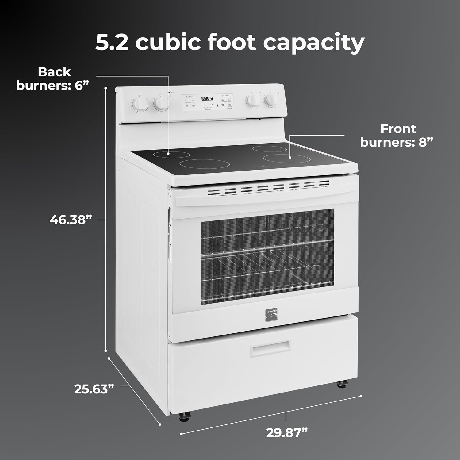 Kenmore 5.2 cu ft. Rear Control Electric Range - White