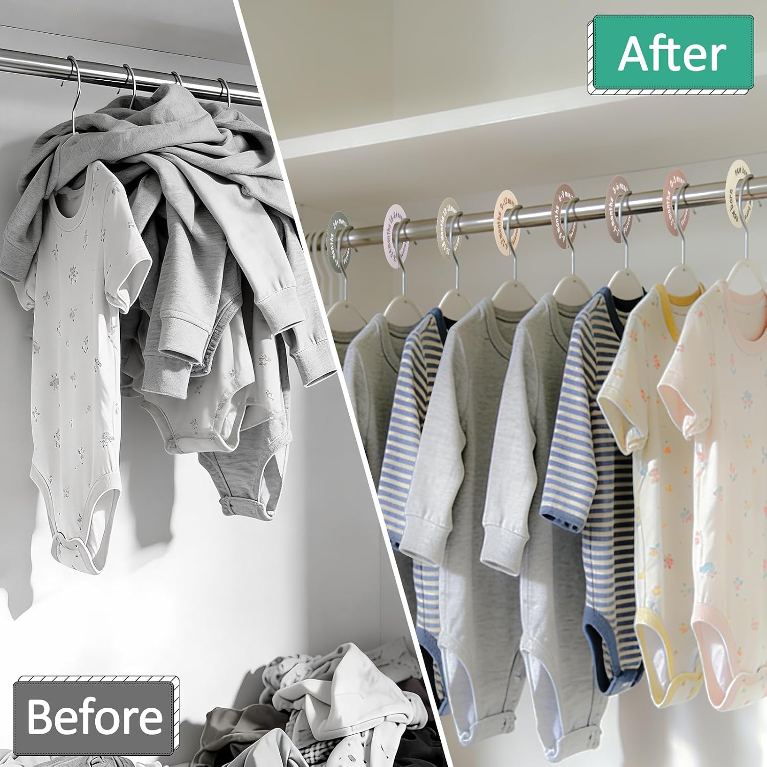 8 Pcs Baby Closet Dividers, Double-Sided Hanger Dividers for 0-24 Months