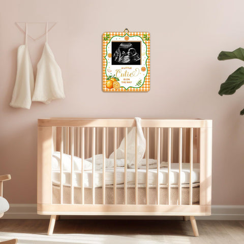 Orange Baby Shower Decor Frame, Tangerine Baby Shower Party Supplies, for Expecting Parents-to-Be Keepsake Gifts, Pregnancy Sonogram Frame Keepsake, Gender Reveal Present