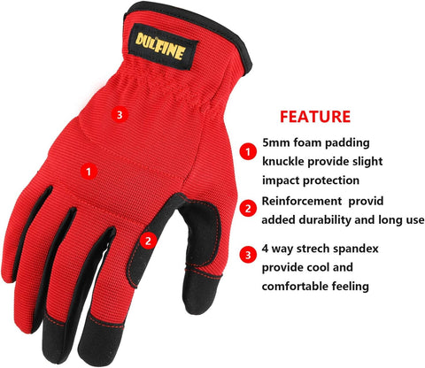 DULFINE High Performance 12 Pairs Pack Work Gloves for Men Multicolor S