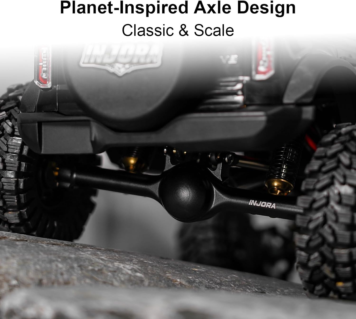 INJORA +7mm Planet Axles with Double Joint Shafts for 1/18 TRX4M (Black)