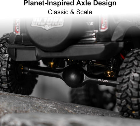 INJORA +7mm Planet Axles with Double Joint Shafts for 1/18 TRX4M (Black)