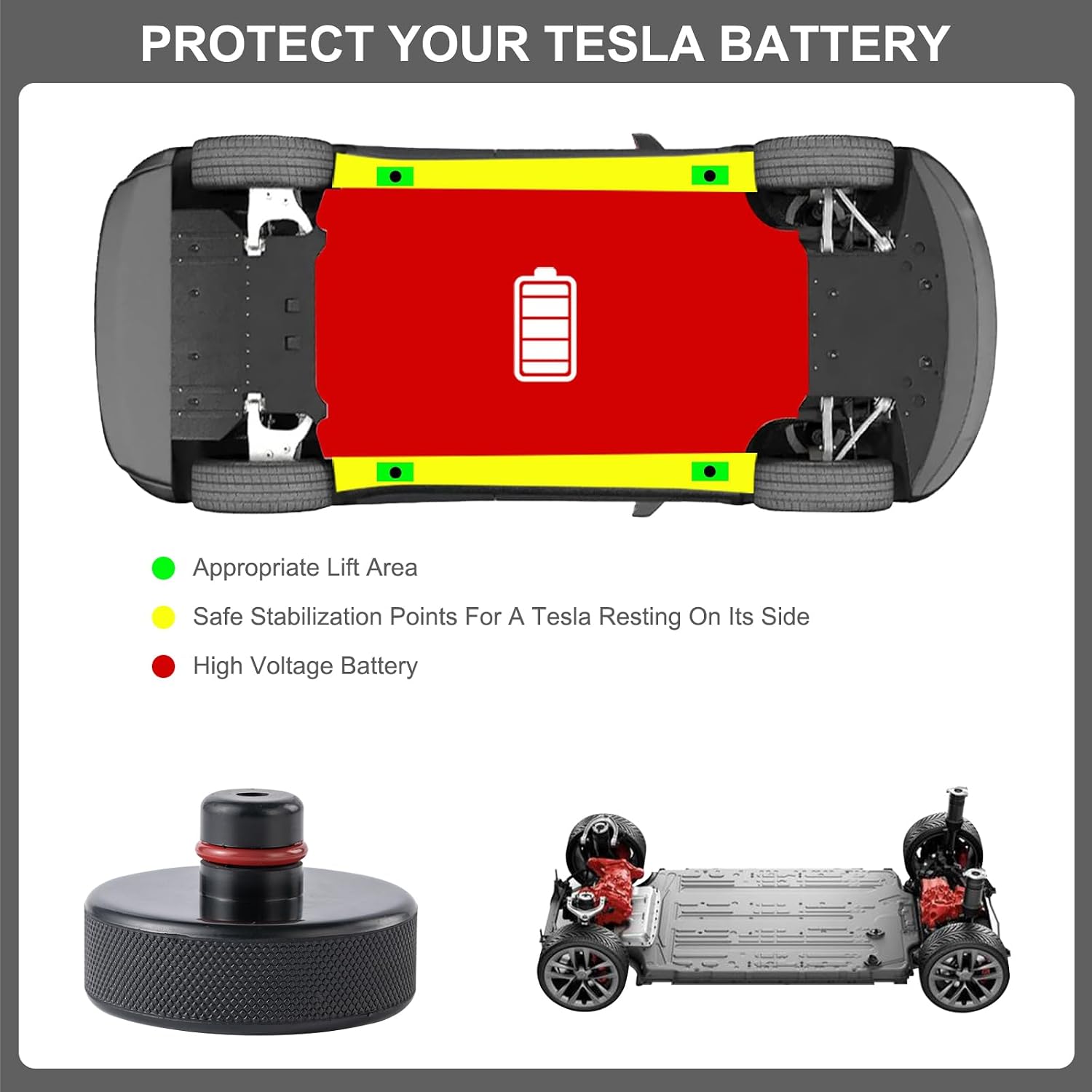 Lifting Jack Pads Compatible with Tesla Model Y/3/X/S & Model Y Juniper, 2016-2026 Upgrade Rubber Lift Pucks Accessories for Tire Repair, Floor Jack Puck Protect Battery & Chassis (4 PCS)