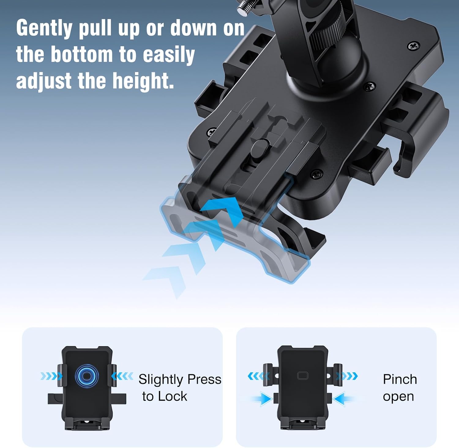 Bike Phone Holder Mount, Secure Handlebar Phone Mount Holder for Bike and Motorcycle, Suitable for iPhone and 4.5-6.8" Smartphones, Black