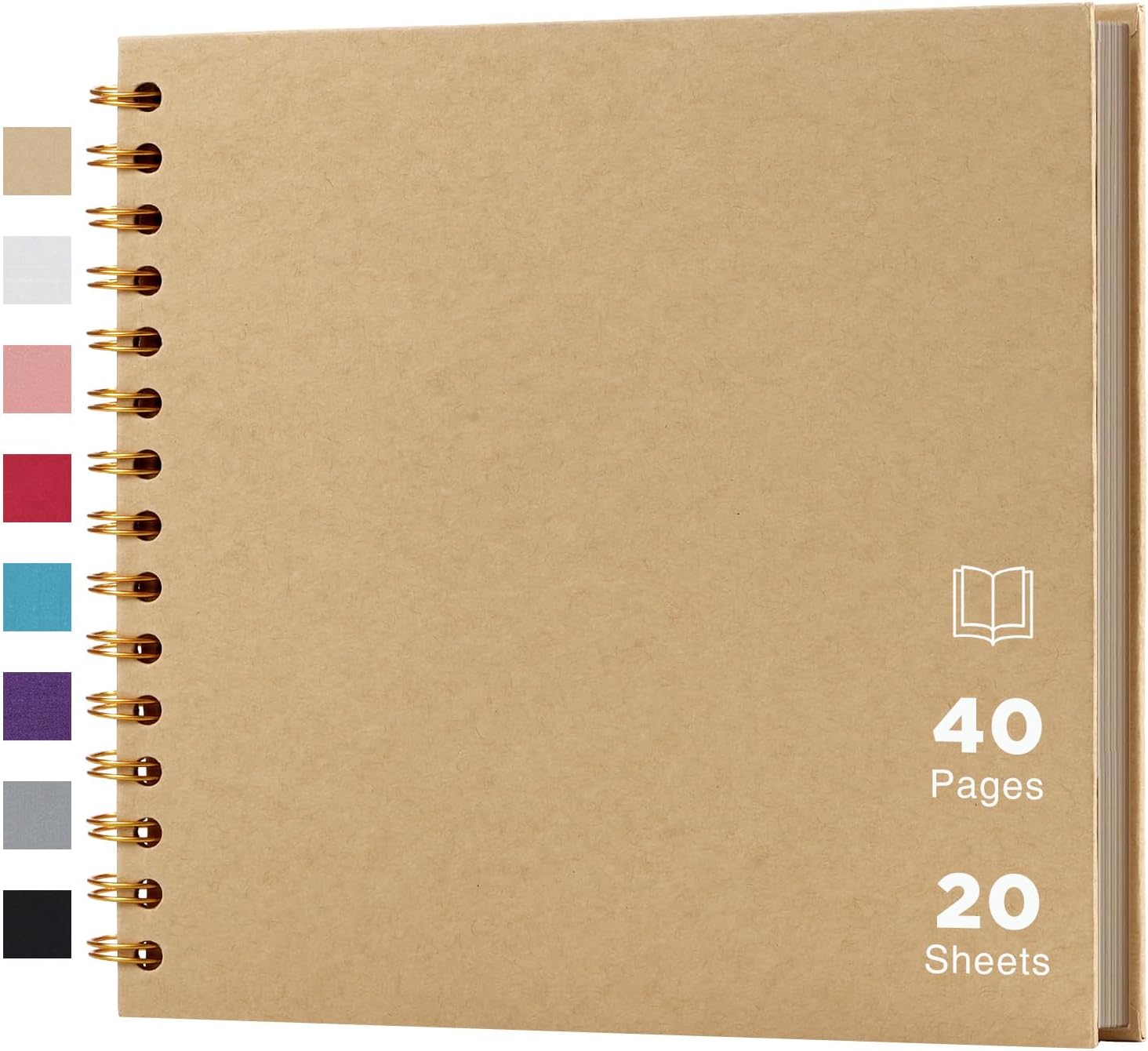 potricher 8 x 8 Inch DIY Scrapbook Album 40 Pages with Kraft Paper, Yellow